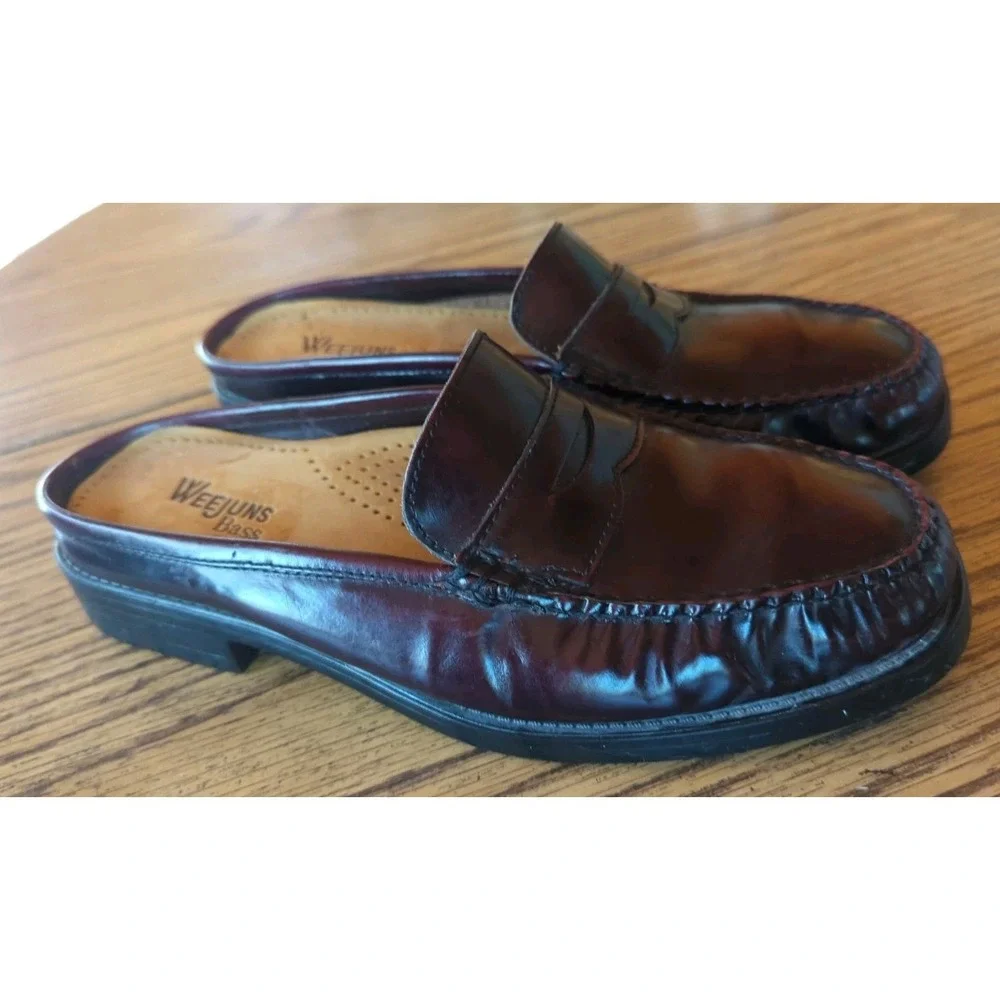 G.H. Bass & Co. Weejuns Peggy Mule Easy Wine Leather Loafer Women's‎ Size 7 M